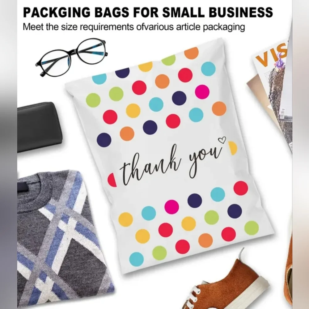 Ten Colorful Polka Dot Thank You 10x13 Poly Mailer
